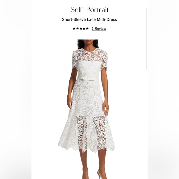 Self Portrait short-sleeve lace midi dress - Picture 2 of 8